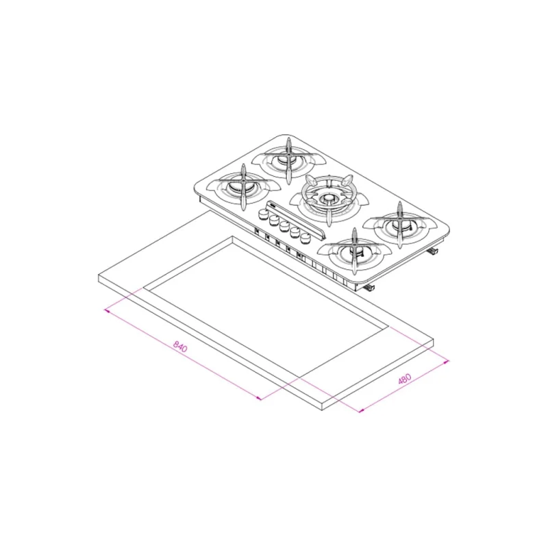 اجاق گاز شیشه ای ایتالیایی کن مدل cg8505