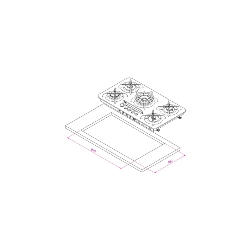 اجاق گاز شیشه ای ایتالیایی کن مدل apple