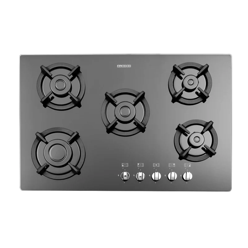 اجاق گاز شیشه ای پنج شعله استیل البرز مدل G_5753I